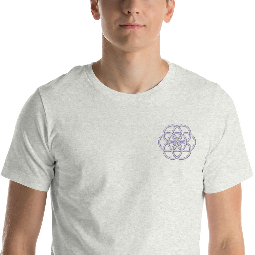 T-shirt Unisexe Brodé "Drapeau de l'Humanité" Tons Clairs