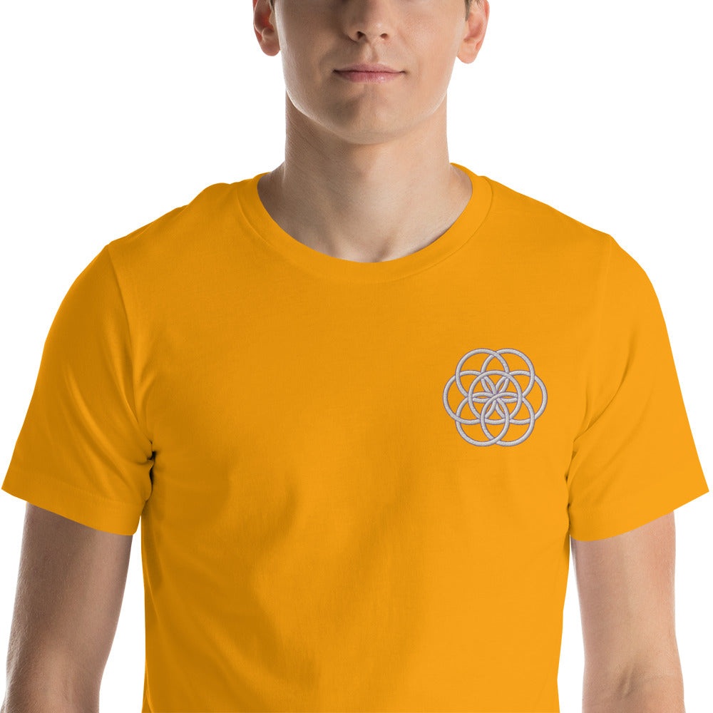 T-shirt Unisexe Brodé "Drapeau de l'Humanité" Tons Clairs