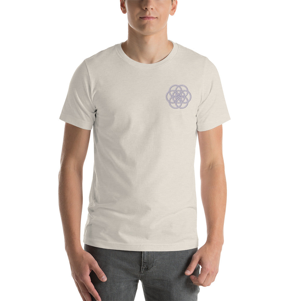 T-shirt Unisexe Brodé "Drapeau de l'Humanité" Tons Clairs