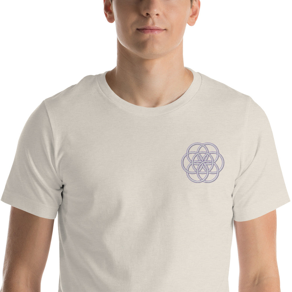 T-shirt Unisexe Brodé "Drapeau de l'Humanité" Tons Clairs