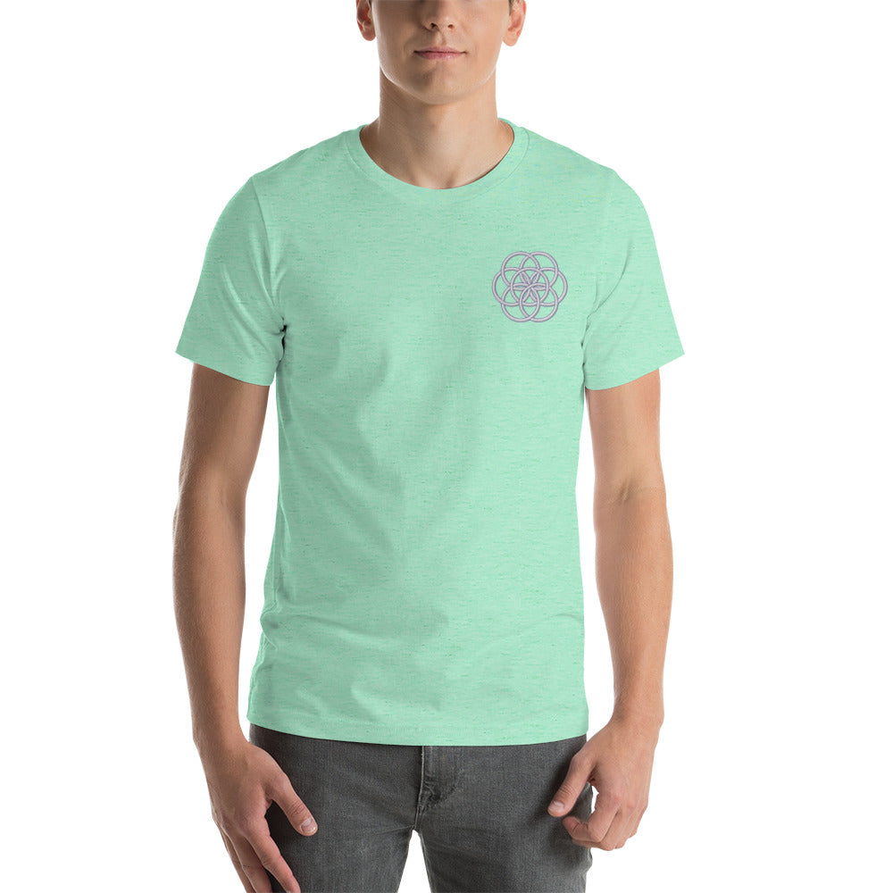 T-shirt Unisexe Brodé "Drapeau de l'Humanité" Tons Clairs