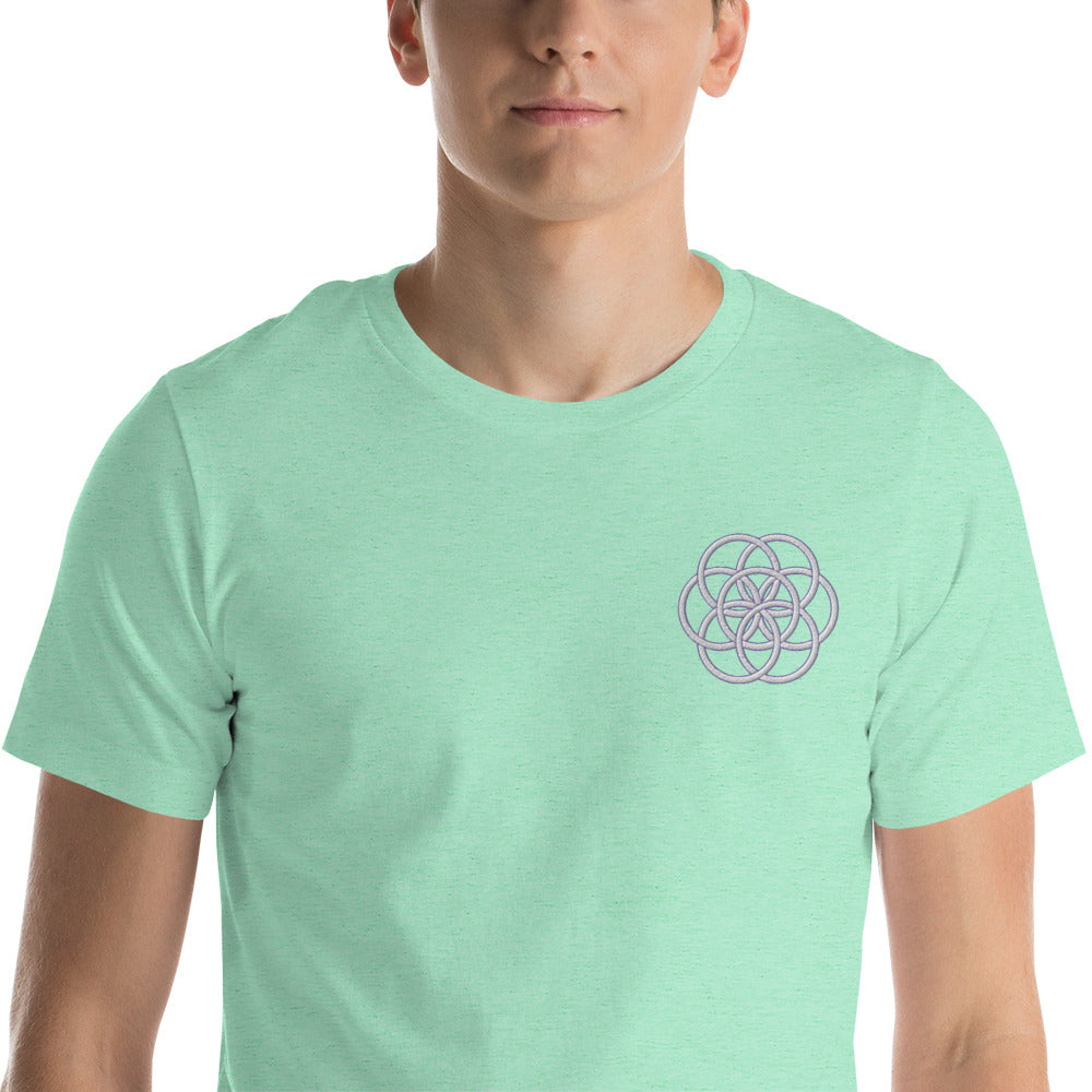 T-shirt Unisexe Brodé "Drapeau de l'Humanité" Tons Clairs