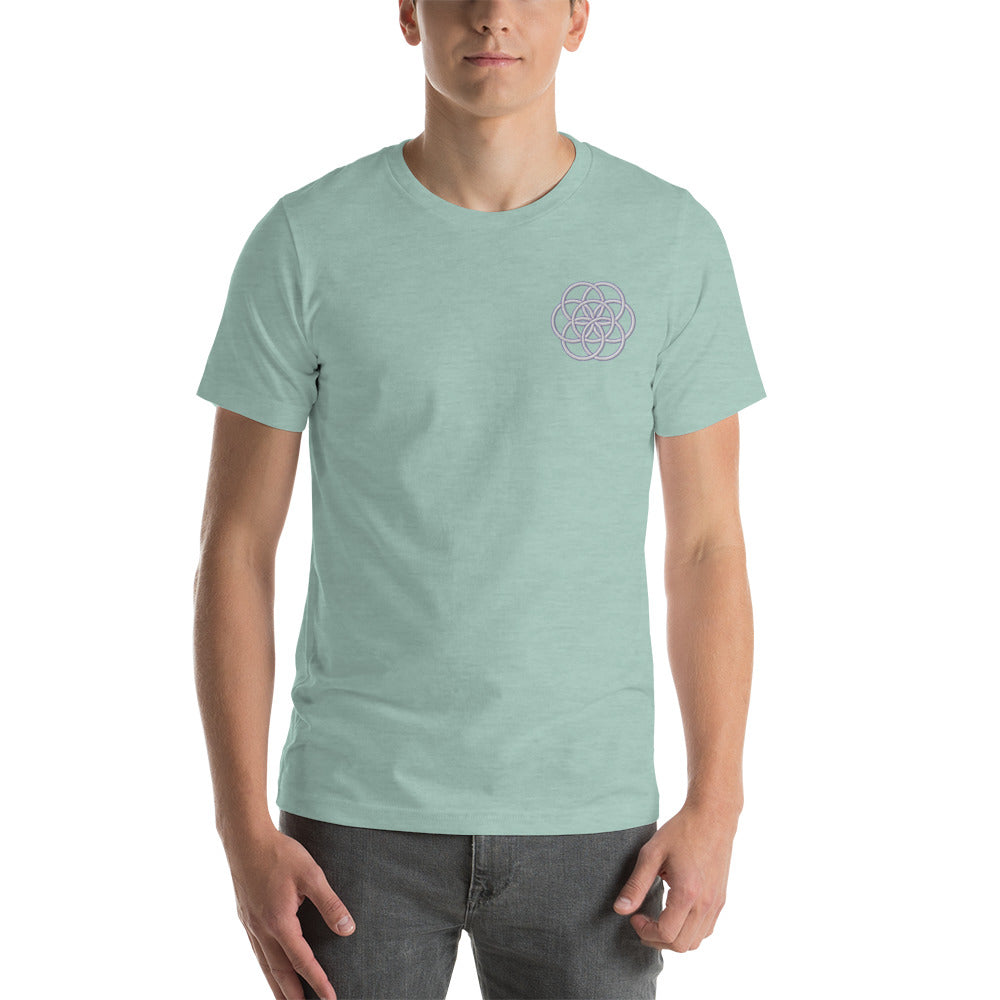 T-shirt Unisexe Brodé "Drapeau de l'Humanité" Tons Clairs
