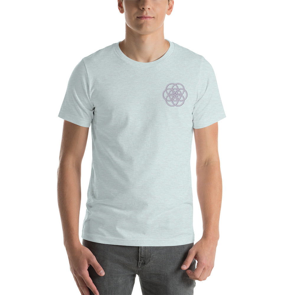 T-shirt Unisexe Brodé "Drapeau de l'Humanité" Tons Clairs