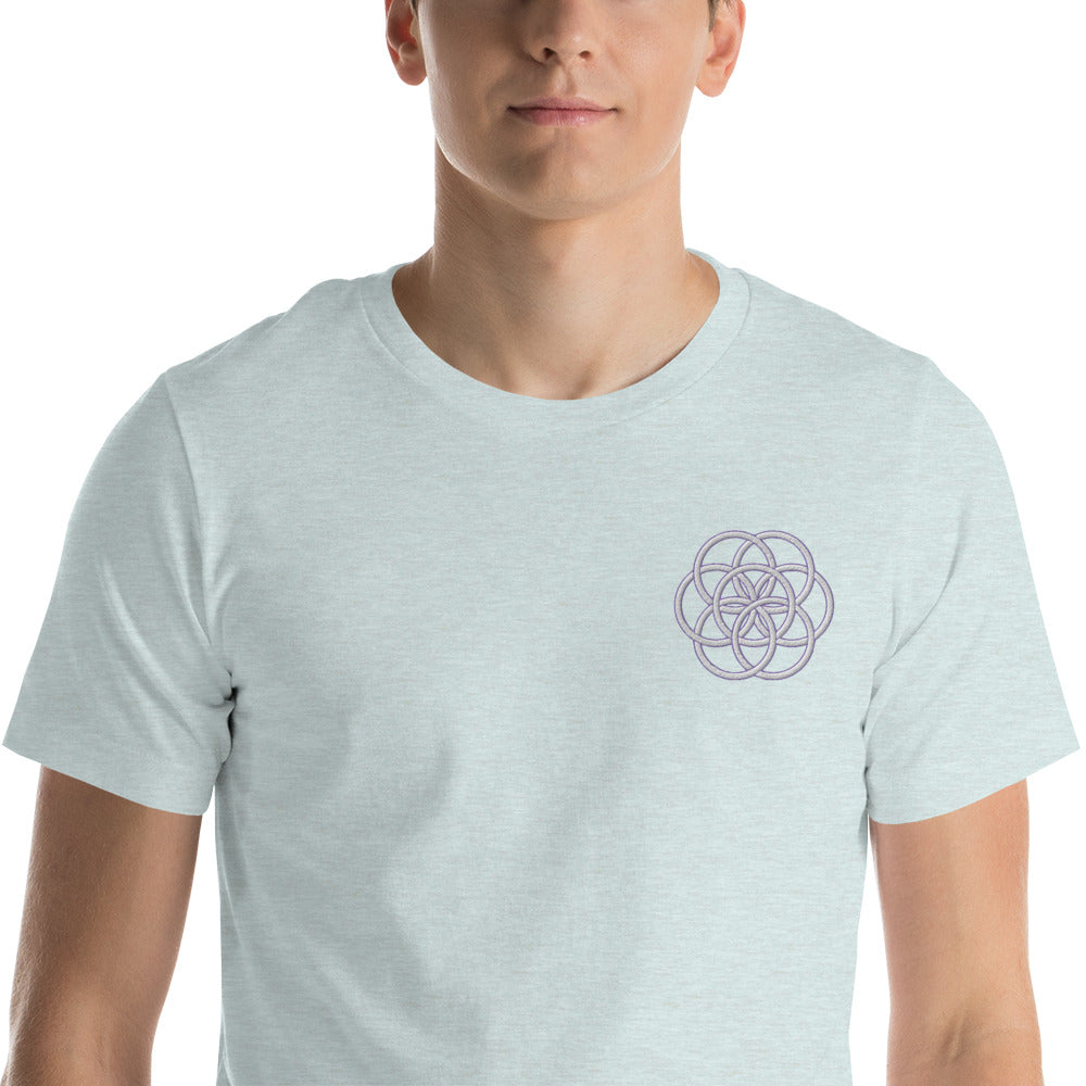 T-shirt Unisexe Brodé "Drapeau de l'Humanité" Tons Clairs