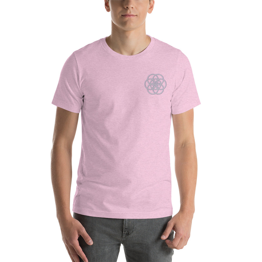 T-shirt Unisexe Brodé "Drapeau de l'Humanité" Tons Clairs