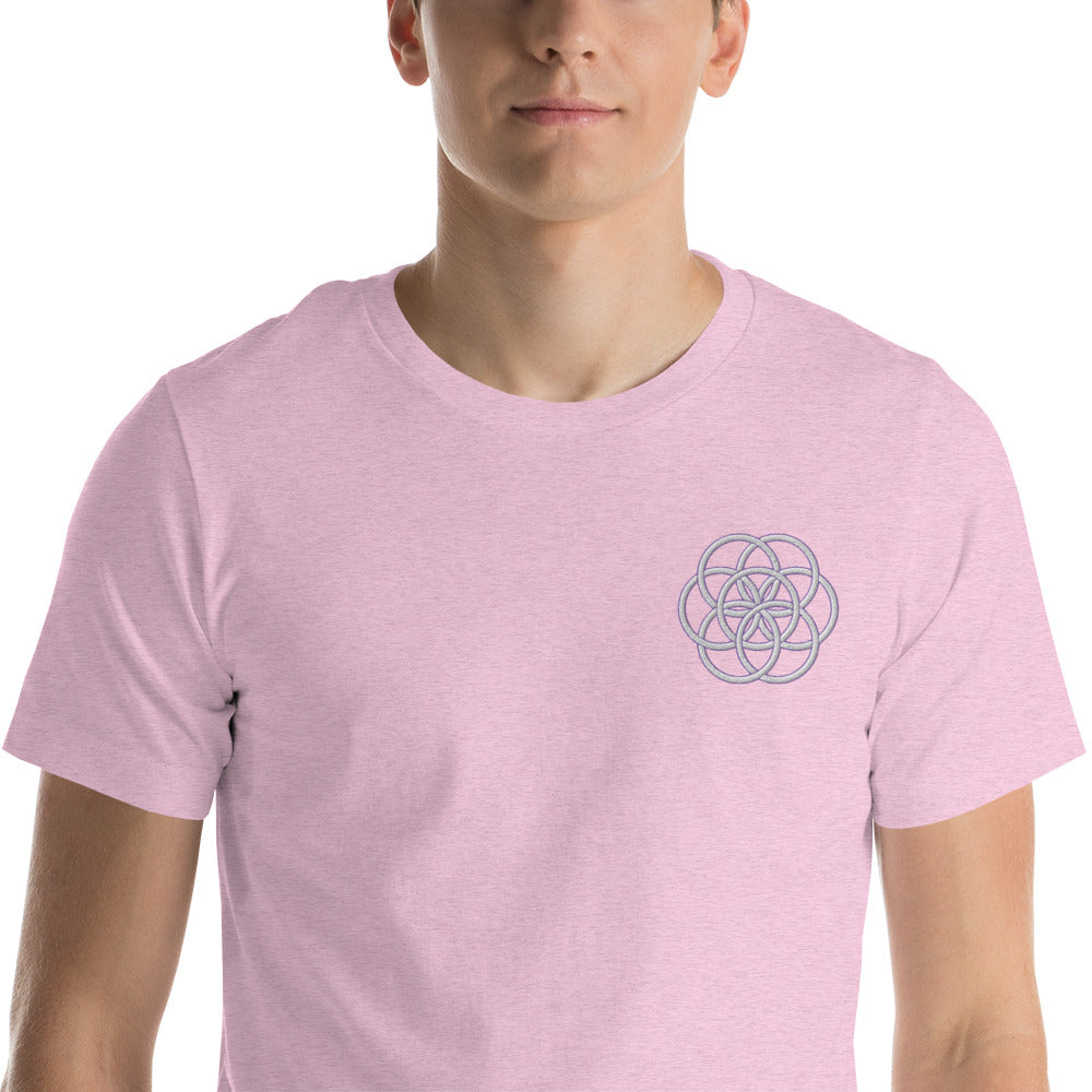 T-shirt Unisexe Brodé "Drapeau de l'Humanité" Tons Clairs