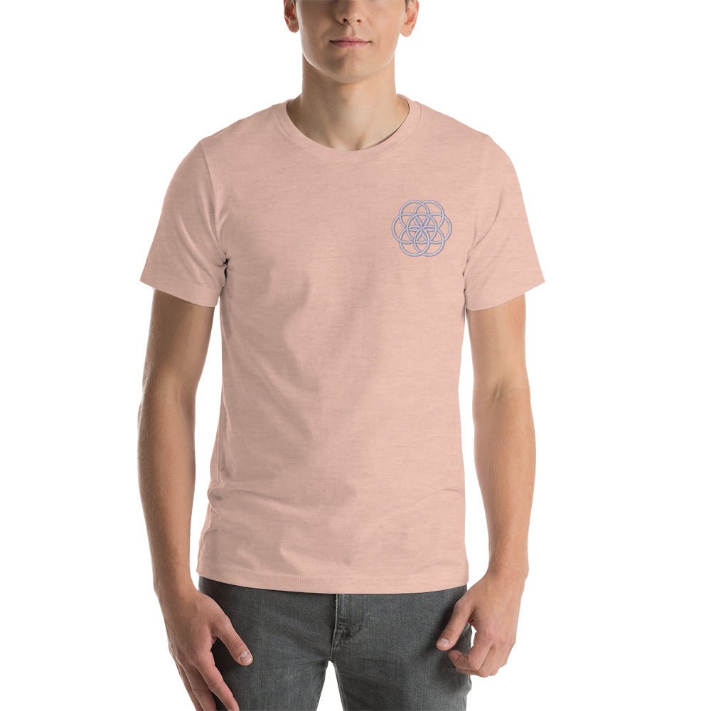 T-shirt Unisexe Brodé "Drapeau de l'Humanité" Tons Clairs
