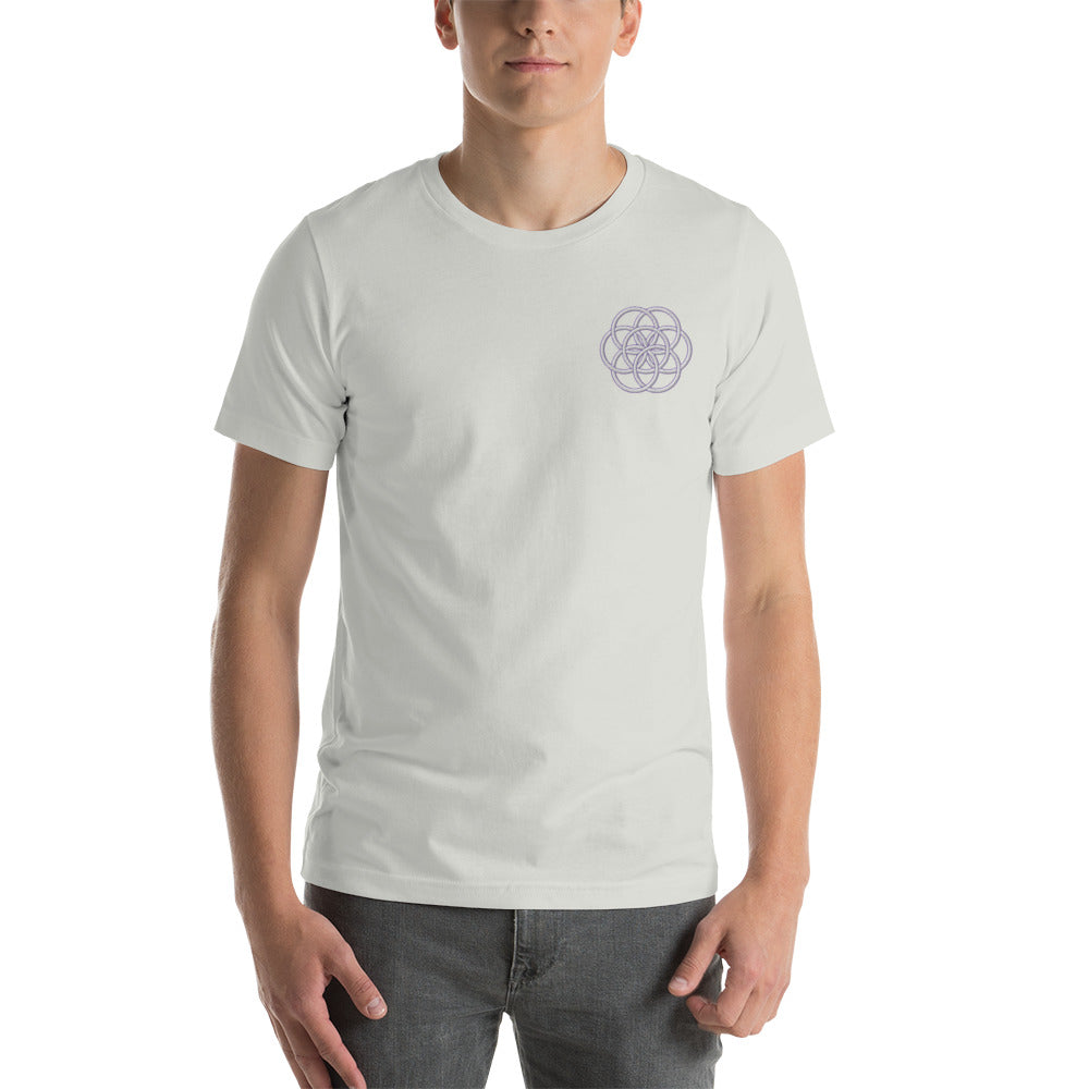 T-shirt Unisexe Brodé "Drapeau de l'Humanité" Tons Clairs