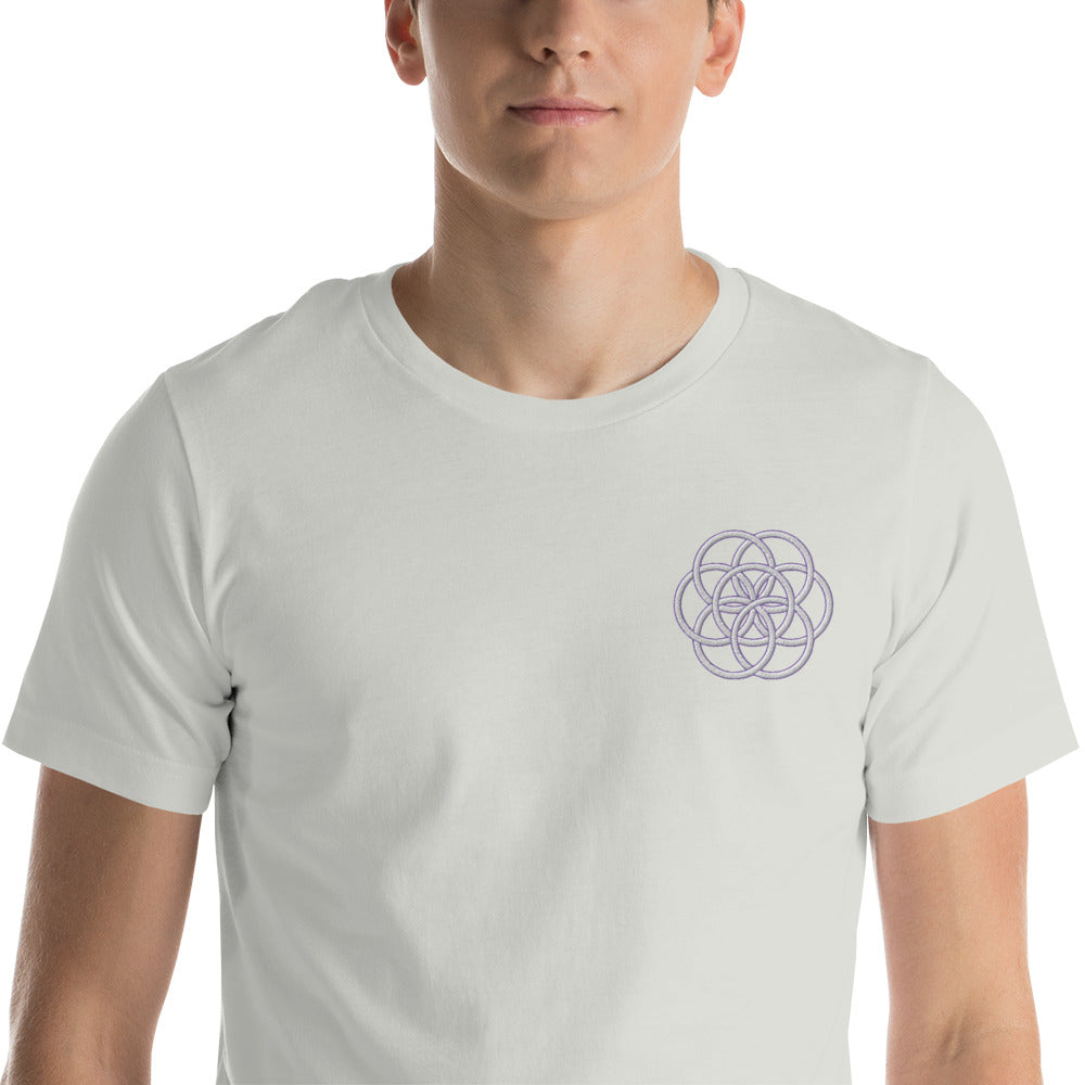 T-shirt Unisexe Brodé "Drapeau de l'Humanité" Tons Clairs