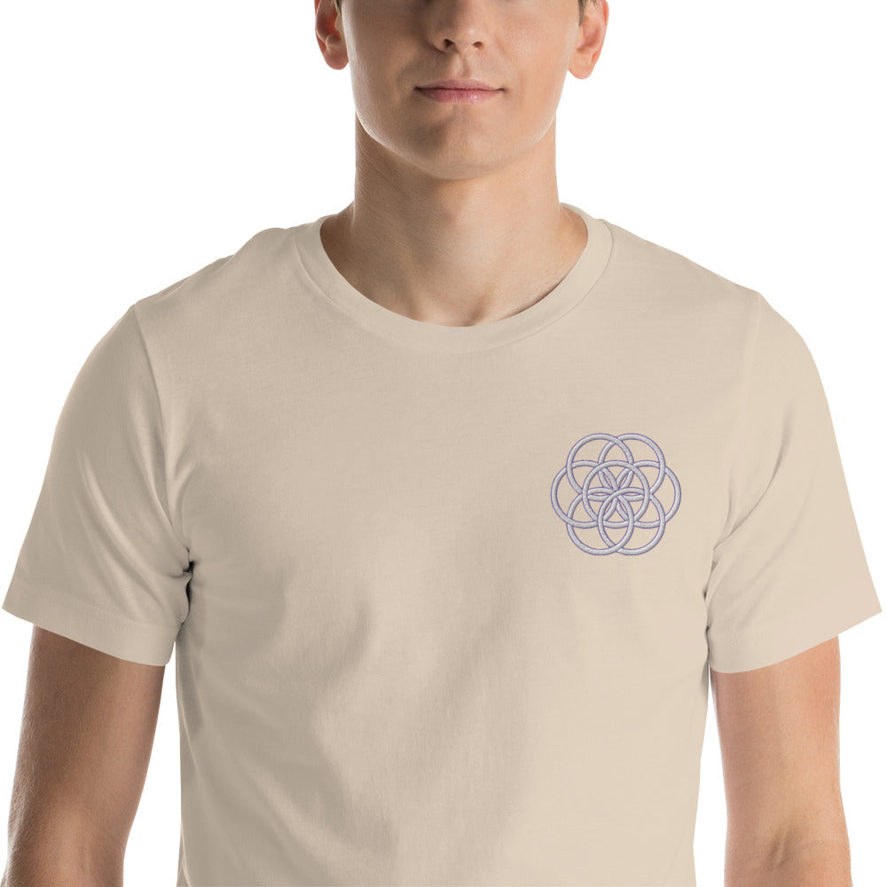 T-shirt Unisexe Brodé "Drapeau de l'Humanité" Tons Clairs