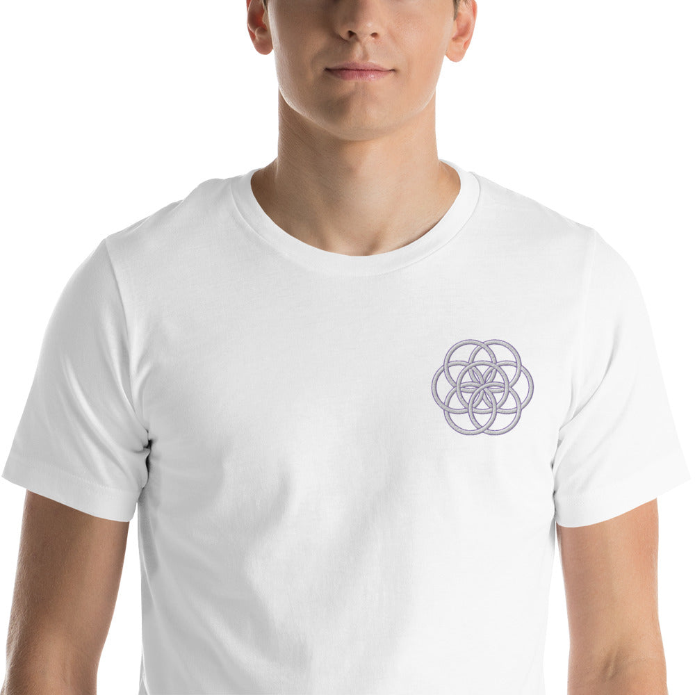 T-shirt Unisexe Brodé "Drapeau de l'Humanité" Tons Clairs