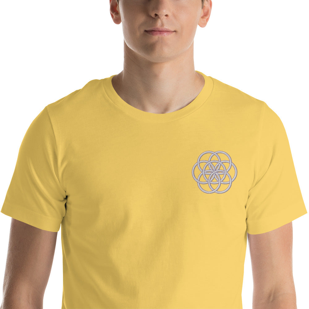 T-shirt Unisexe Brodé "Drapeau de l'Humanité" Tons Clairs