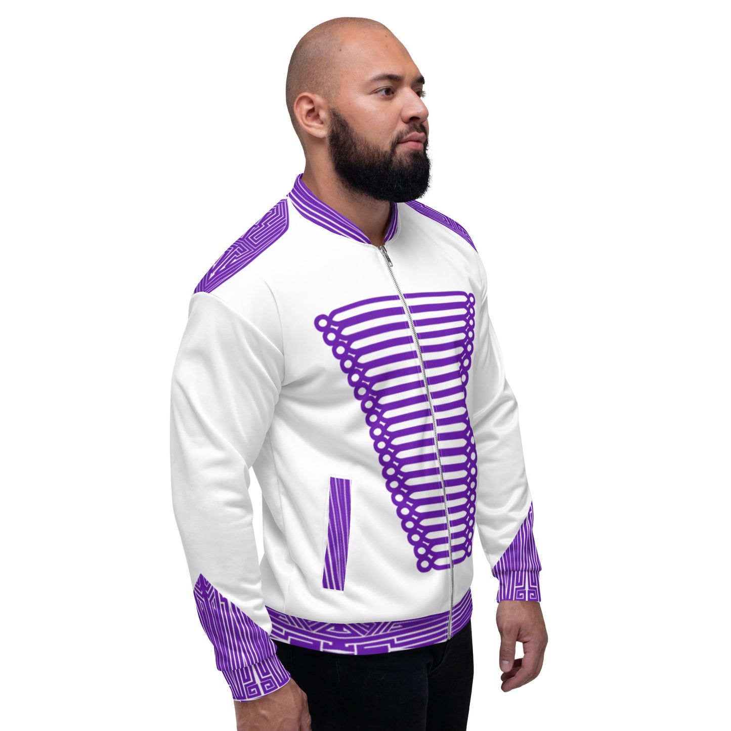 Veste Bombers All Over "Purple Army" Blanche